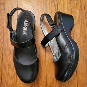 Alegria 8 8.5 Black Leather Mary Jane Wedge Shoes 38 TARAH 640 Comfort Academia